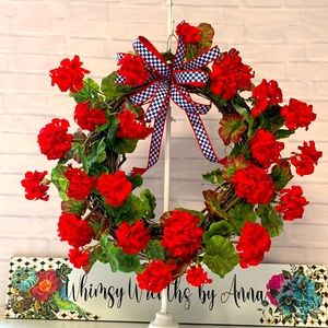 Red geranium wreath